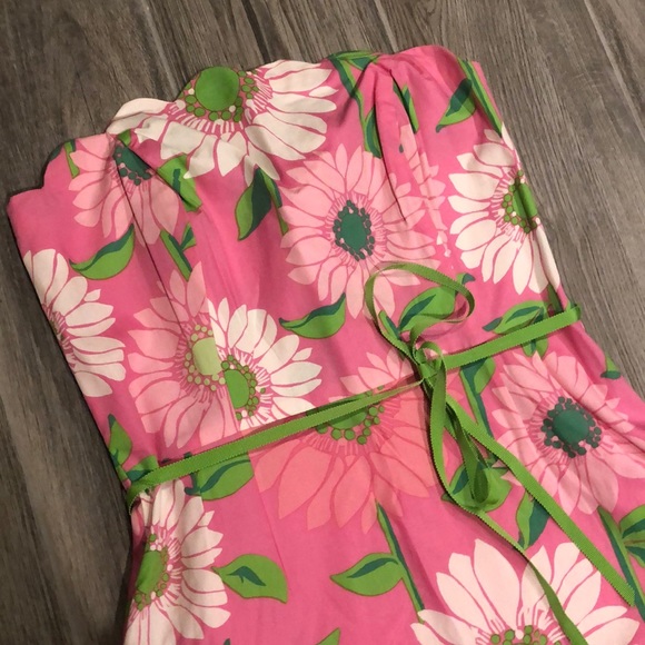 Lilly Pulitzer pink flower strapless dress size 2 - Picture 2 of 5
